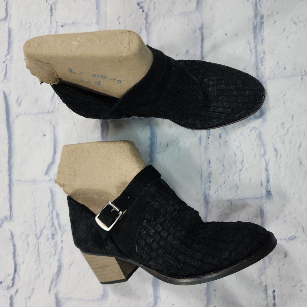 REBELS Footwear WOMENS 6 Gates Bootie Woven Black Sueded Leather Western Chic